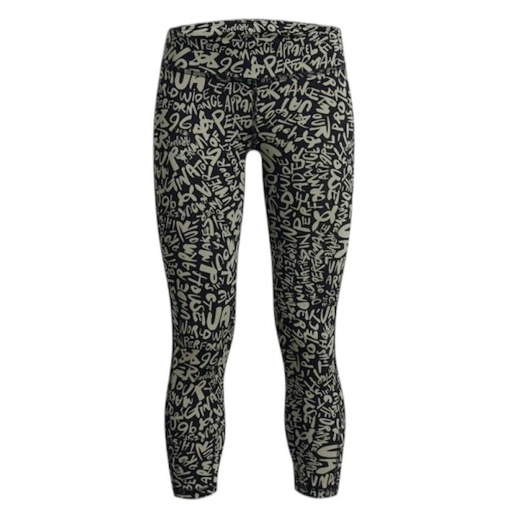 UNDER ARMOUR Girl's Motion Black & Khaki Printed Crop Tights size Small NEW